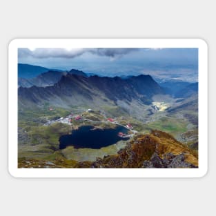 Aerial view of Balea Lake Sticker